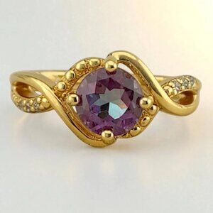 Color Changing Alexandrite SS925 Yellow Gold Vermeil Ring